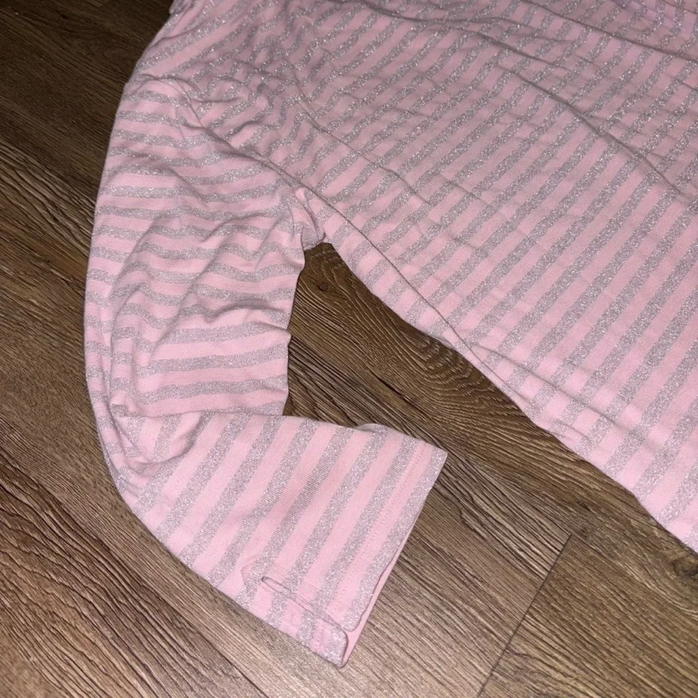 Pink and sparkly grey striped long sleeve polo shirt - Picture 4 of 7
